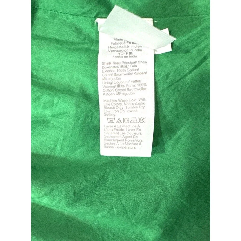 J. Crew Ruffle V-Neck Midi Dress Green Pink Size 2 Floral 100% Cotton Lined - Picture 9 of 9